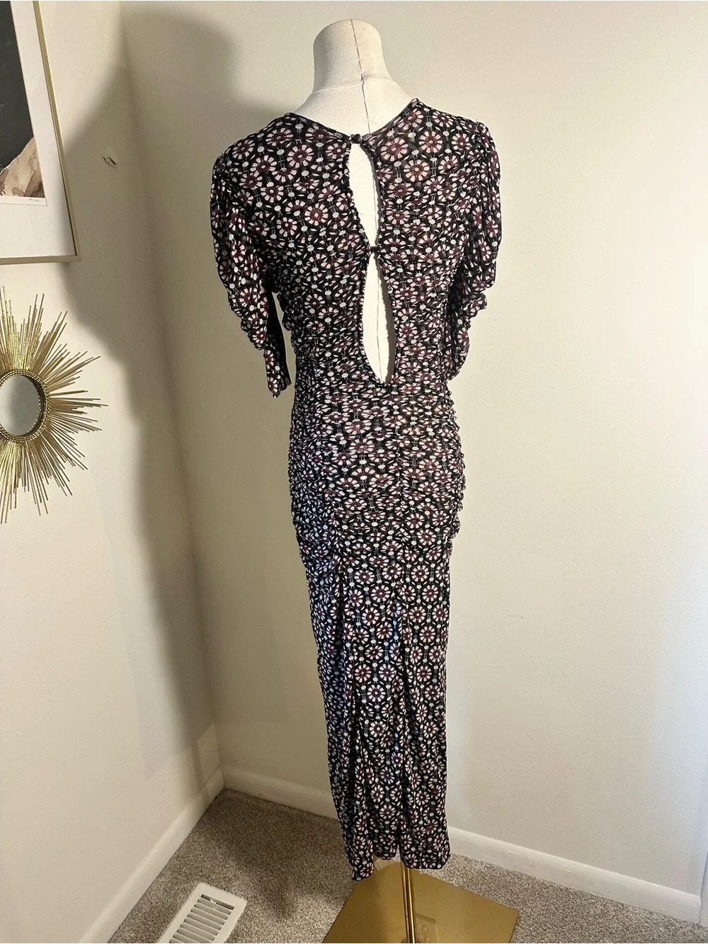 Free People Briella Ruched Midi Dress – Size XS/Small